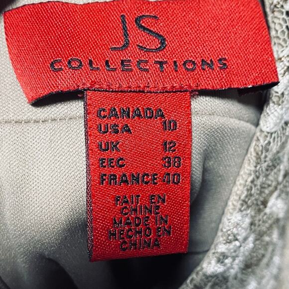 Vintage Y2k Floral Lace Tiered Formal Gown Square Neck Pleated Beige 6/8 - Picture 9 of 11